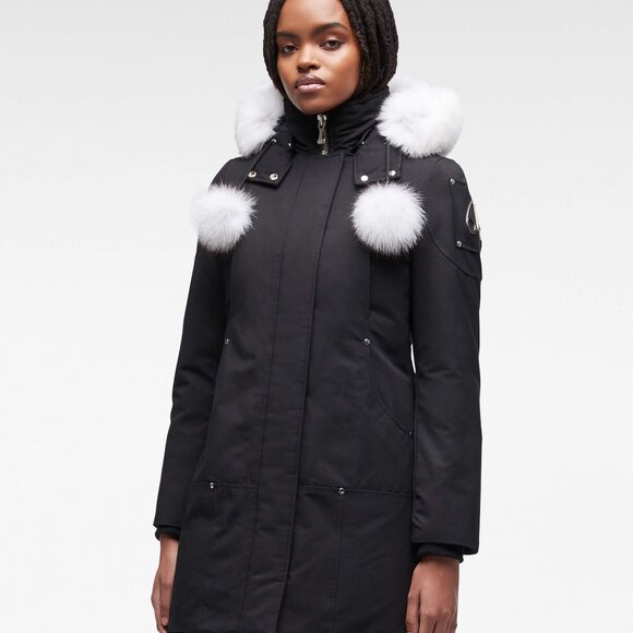 Moose Knuckles Black Parka With White Fox Fur NWT - Picture 6 of 14